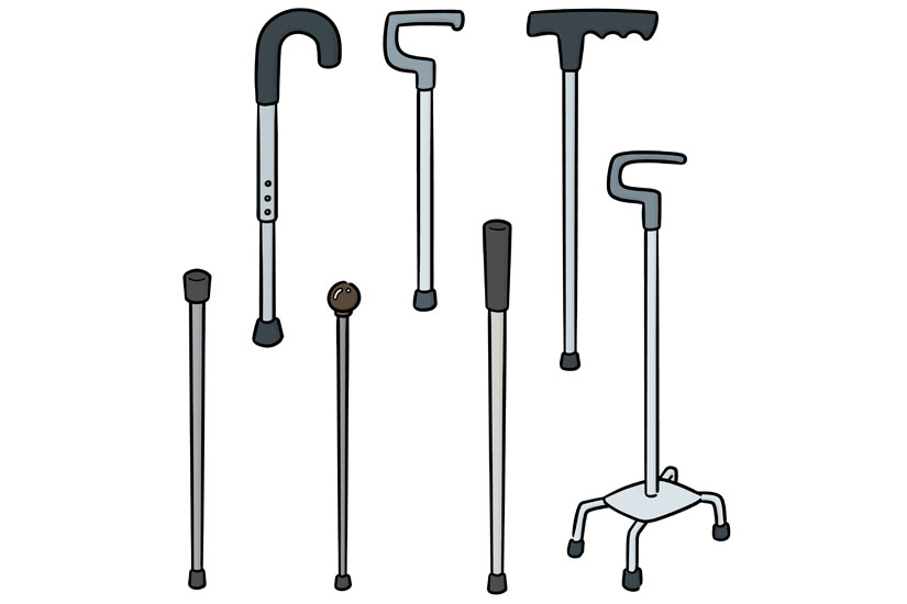 Various walking cane tips.