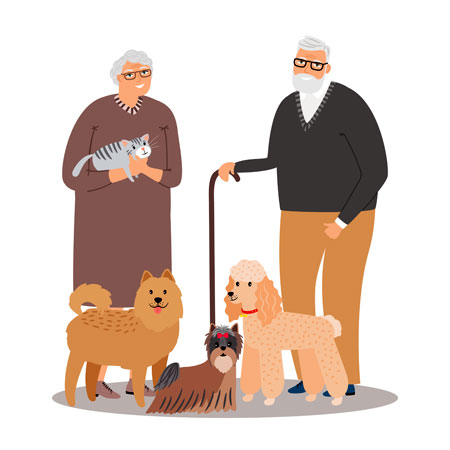 Old couple pet lovers