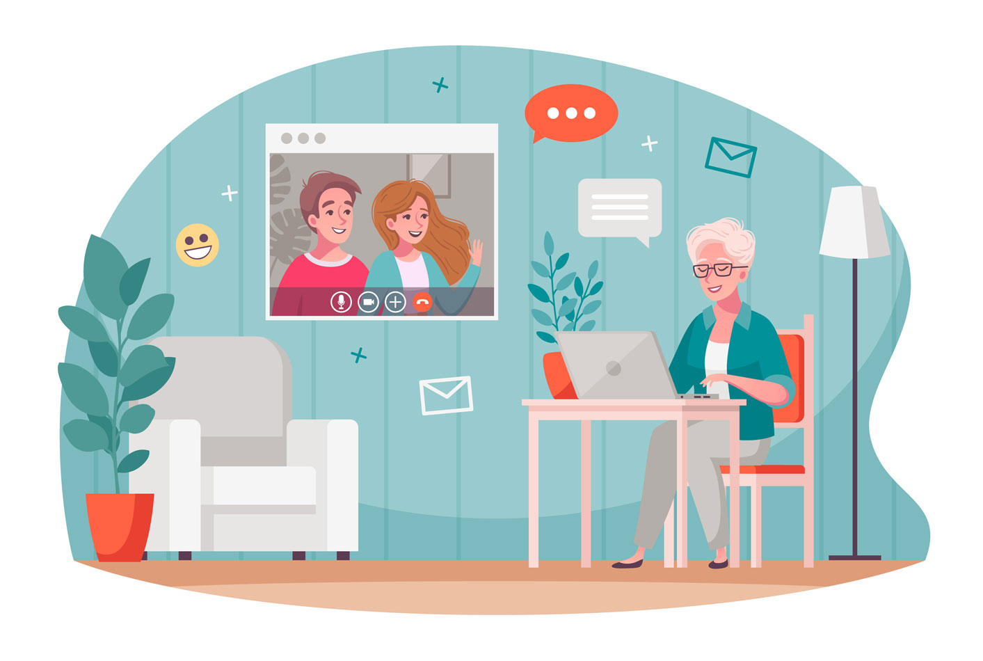 Online communication between grandmother and grandchildren